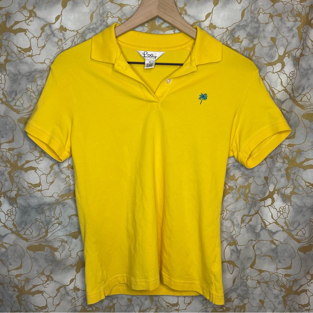 Lilly Pulitzer Yellow Polo Embroidered Palm Tree Women's Size M